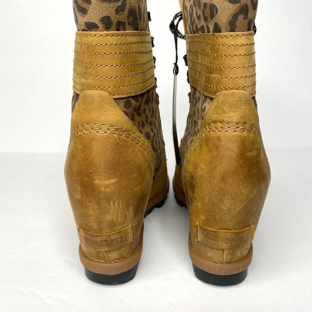 Sorel Tan and Leopard Print Ankle Boots